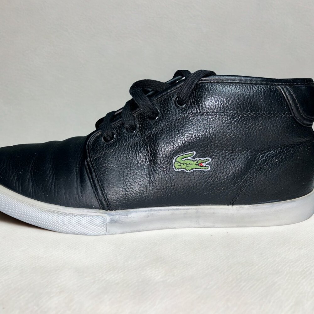 Lacoste Men's Black Leather Sneakers  Size 8
